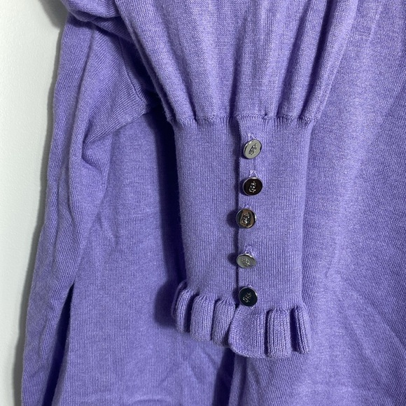 Ralph Lauren Black Label Purple Puff Sleeve Sweater with Ruffle Cuff Large - Picture 6 of 12